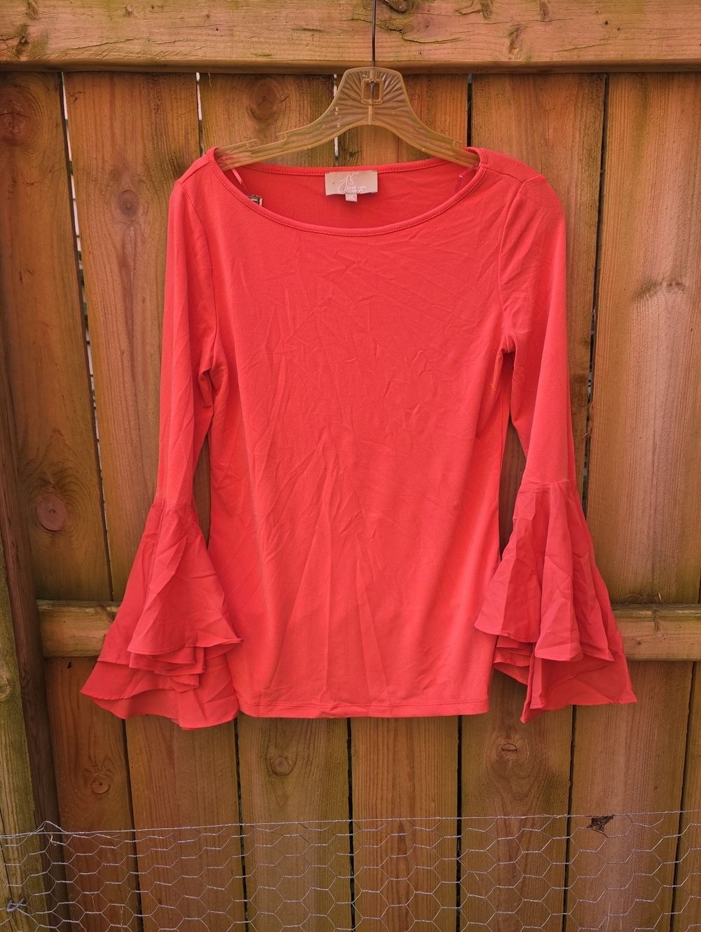 Women's Coral Ruffle Sleeve Top